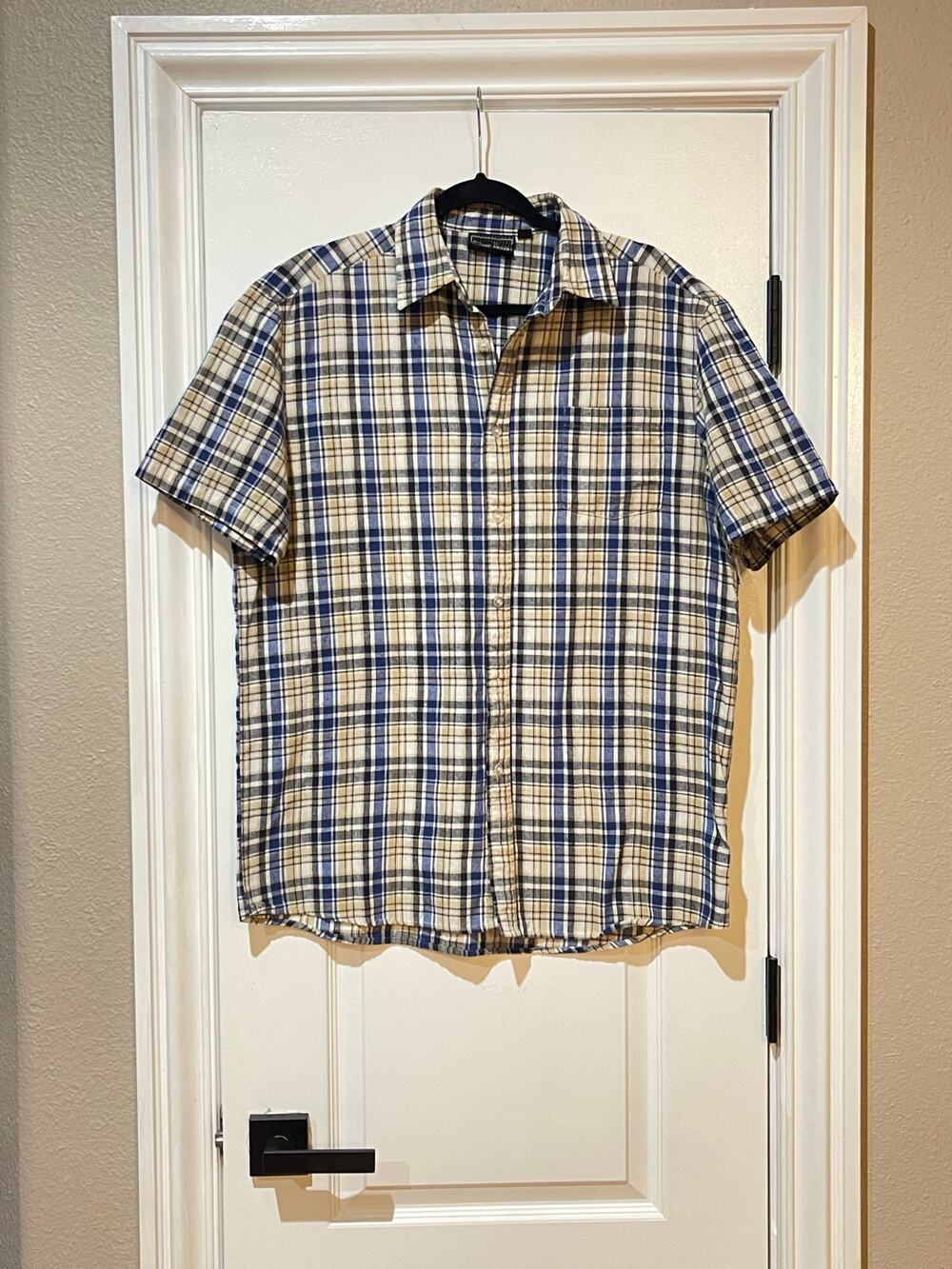 Mens Silver Point Button Down Shirt Short Sleeve X Large Plaid